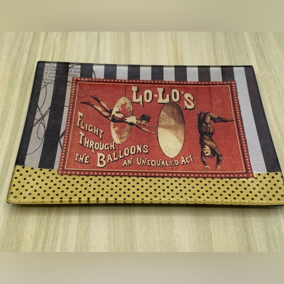 Handmade Decoupaged Circus Catchall Tray Glass Jewelry Trinket 4 by 6 inch Gifts - Picture 3 of 5